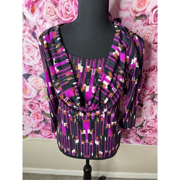Ellen Tracy 3/4 Sleeve Purple Blouse-S - Picture 1 of 6